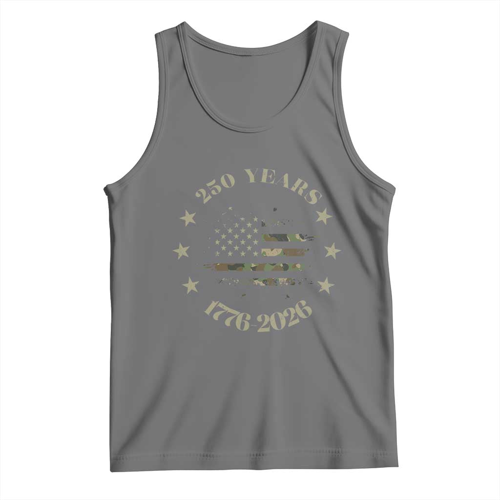 250 Years Anniversary Tank Top Camo American Flag Independence Day TS14 Black Heather Print Your Wear