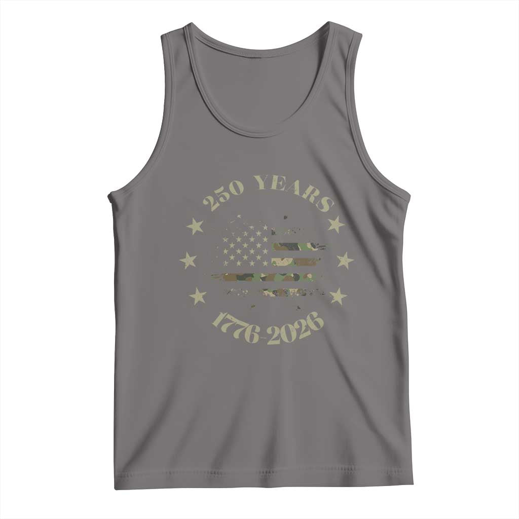 250 Years Anniversary Tank Top Camo American Flag Independence Day TS14 Deep Heather Print Your Wear