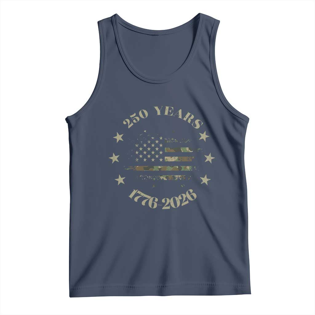 250 Years Anniversary Tank Top Camo American Flag Independence Day TS14 Navy Print Your Wear