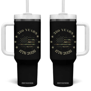 250 Years Anniversary Tumbler With Handle Camo American Flag Independence Day TS14 One Size: 40 oz Black Print Your Wear