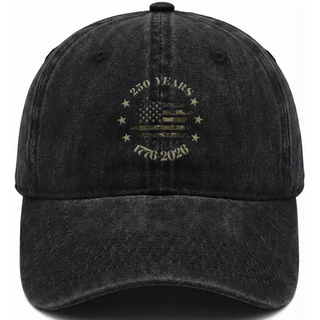 250 Years Anniversary Washed Cotton Baseball Cap Camo American Flag Independence Day TS14 Print Your Wear