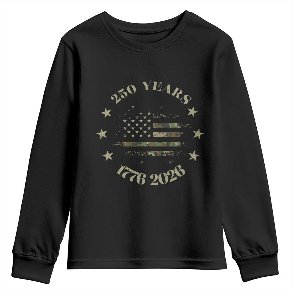 250 Years Anniversary Youth Sweatshirt Camo American Flag Independence Day TS14 Black Print Your Wear