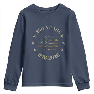 250 Years Anniversary Youth Sweatshirt Camo American Flag Independence Day TS14 Navy Print Your Wear