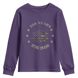 250 Years Anniversary Youth Sweatshirt Camo American Flag Independence Day TS14 Purple Print Your Wear