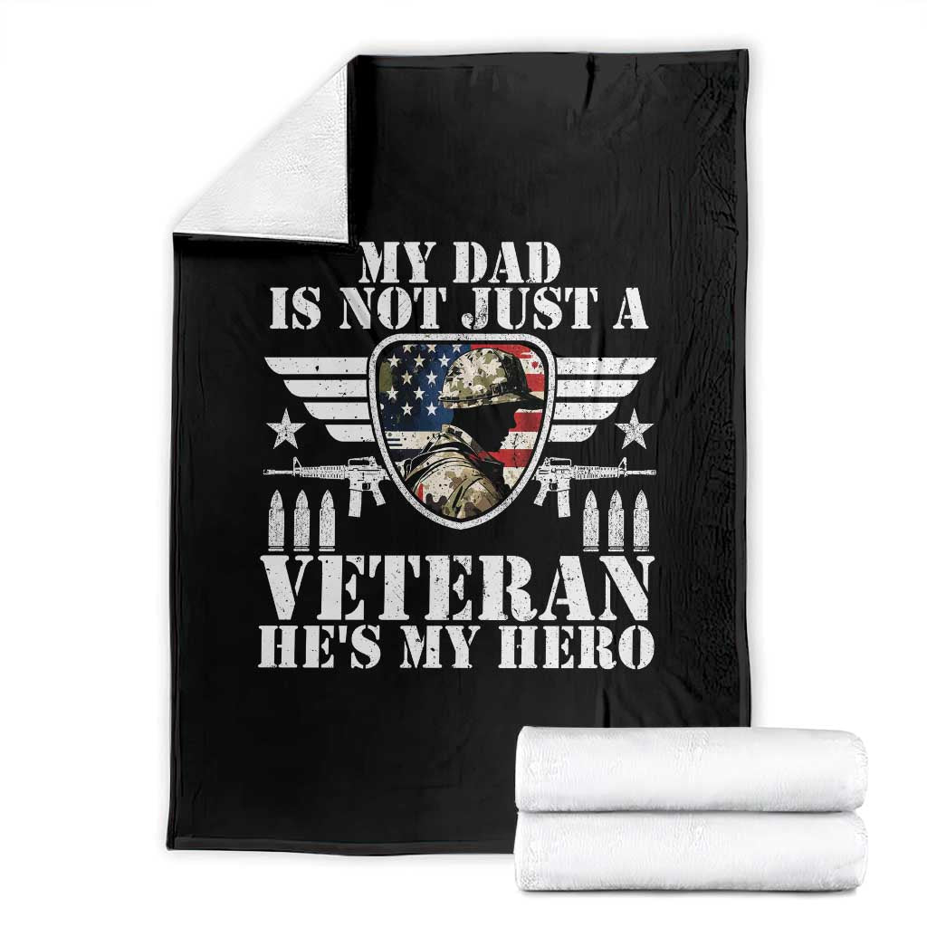 Military Family Veteran Support Throw Blanket My Papa US Veteran My Hero TS14 Black Print Your Wear