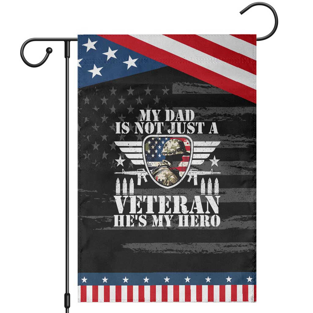 Military Family Veteran Support Patriotic Garden Flag My Papa US Veteran My Hero TS14 Distressed Black Blue Print Your Wear