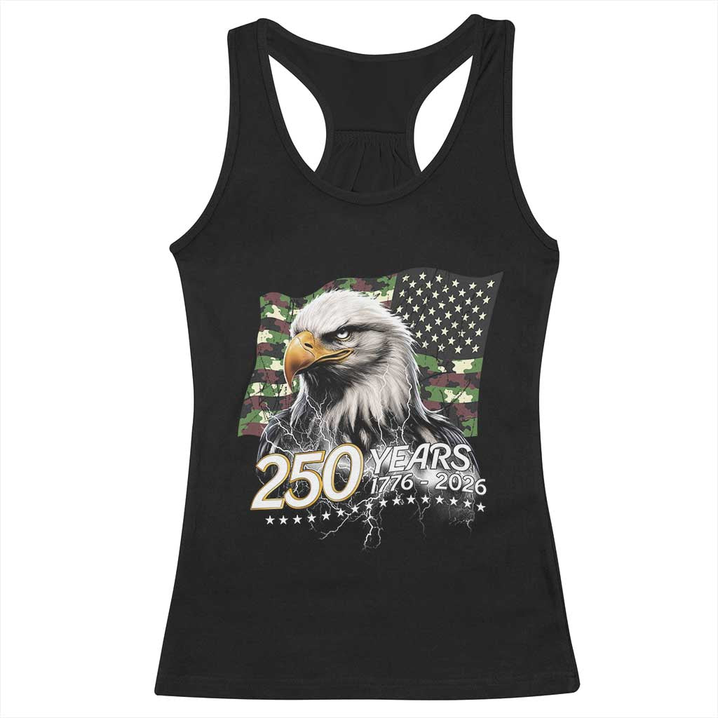 250 Years America Anniversary Racerback Tank Top Patriotic Bald Eagle Military Tactical American Flag Camo TS14 Black Print Your Wear