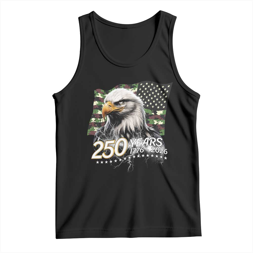 250 Years America Anniversary Tank Top Patriotic Bald Eagle Military Tactical American Flag Camo TS14 Black Print Your Wear