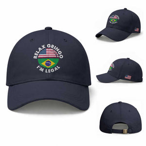 Relax Gringo I'm Legal Brazil Brazilian Immigrant Baseball Cap TS14 Baseball Cap Universal Fit Navy Print Your Wear