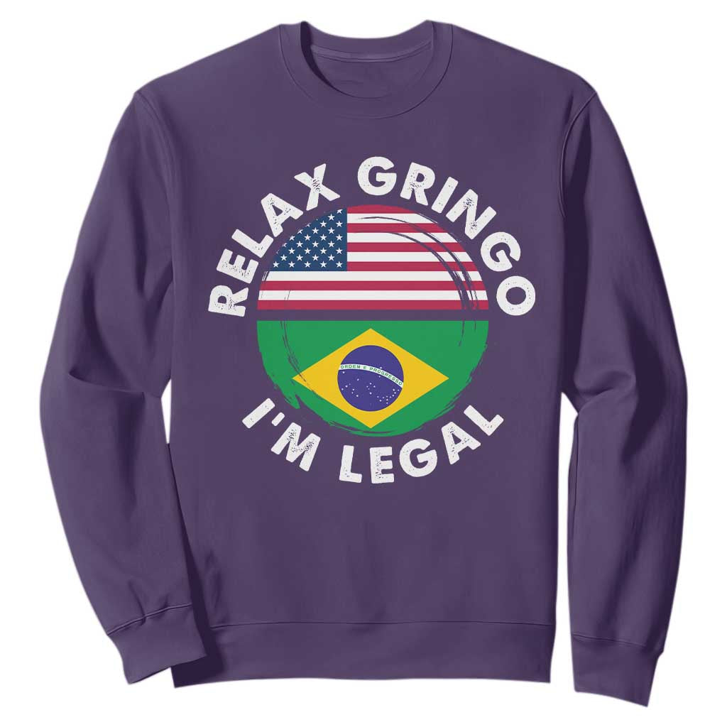 Relax Gringo I'm Legal Brazil Brazilian Immigrant Sweatshirt TS14 Purple Print Your Wear