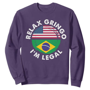 Relax Gringo I'm Legal Brazil Brazilian Immigrant Sweatshirt TS14 Purple Print Your Wear