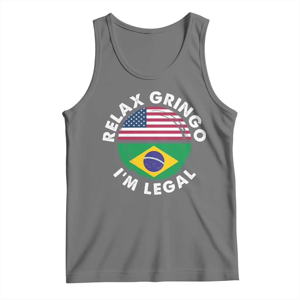 Relax Gringo I'm Legal Brazil Brazilian Immigrant Tank Top TS14 Black Heather Print Your Wear