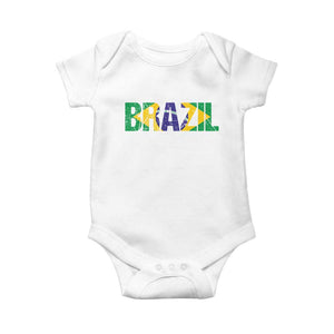 Brazil Brasil Flag Baby Onesie Vintage Distressed Brazil TS14 White Print Your Wear