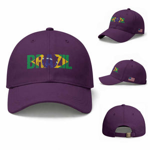 Brazil Brasil Flag Baseball Cap Vintage Distressed Brazil TS14 Baseball Cap Universal Fit Purple Print Your Wear