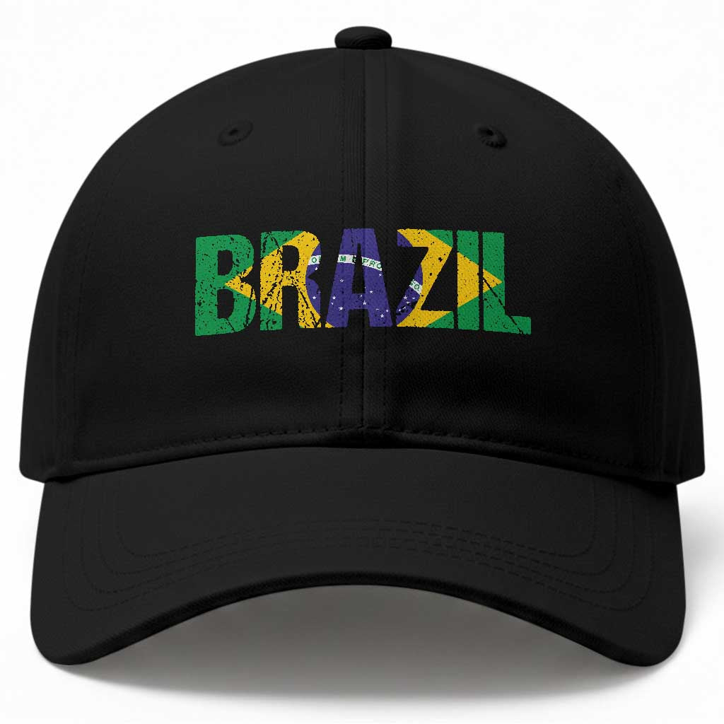 Brazil Brasil Flag Baseball Cap Vintage Distressed Brazil TS14 Print Your Wear