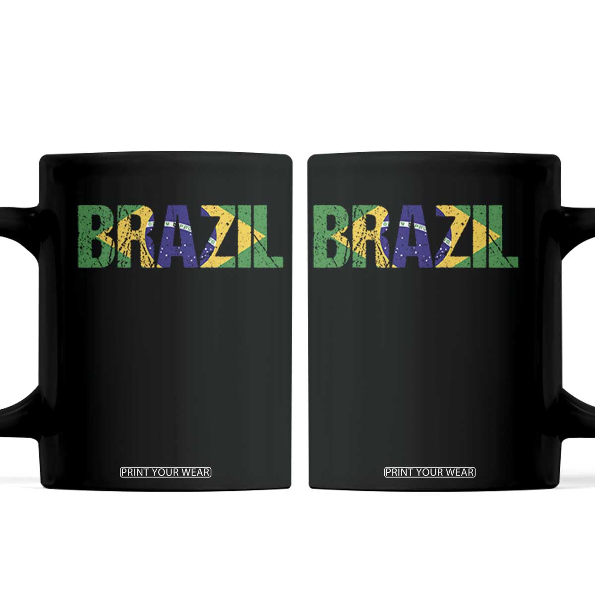 Brazil Brasil Flag Coffee Mug Vintage Distressed Brazil TS14 Black Print Your Wear