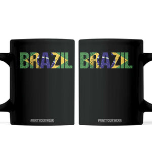 Brazil Brasil Flag Coffee Mug Vintage Distressed Brazil TS14 Black Print Your Wear