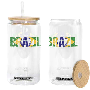 Brazil Brasil Flag Glass Can Vintage Distressed Brazil TS14 Print Your Wear