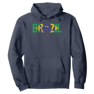 Brazil Brasil Flag Hoodie Vintage Distressed Brazil TS14 Navy Print Your Wear