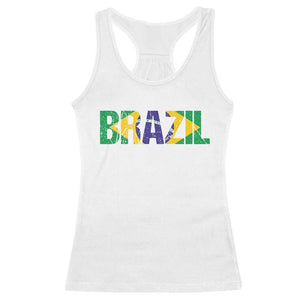 Brazil Brasil Flag Racerback Tank Top Vintage Distressed Brazil TS14 White Print Your Wear