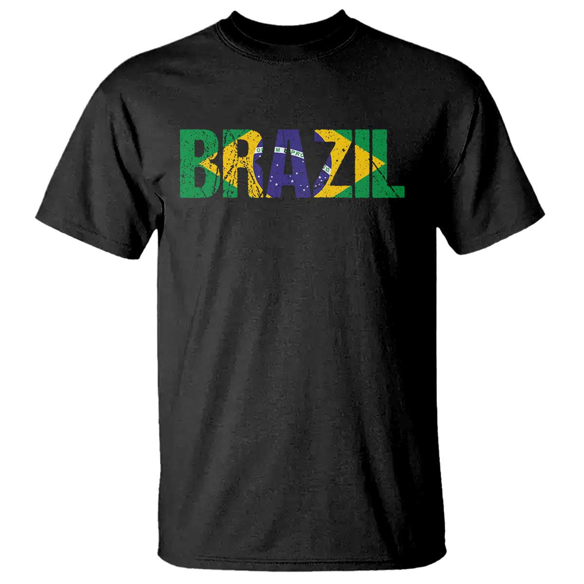 Brazil Brasil Flag T Shirt Vintage Distressed Brazil TS14 Black Print Your Wear