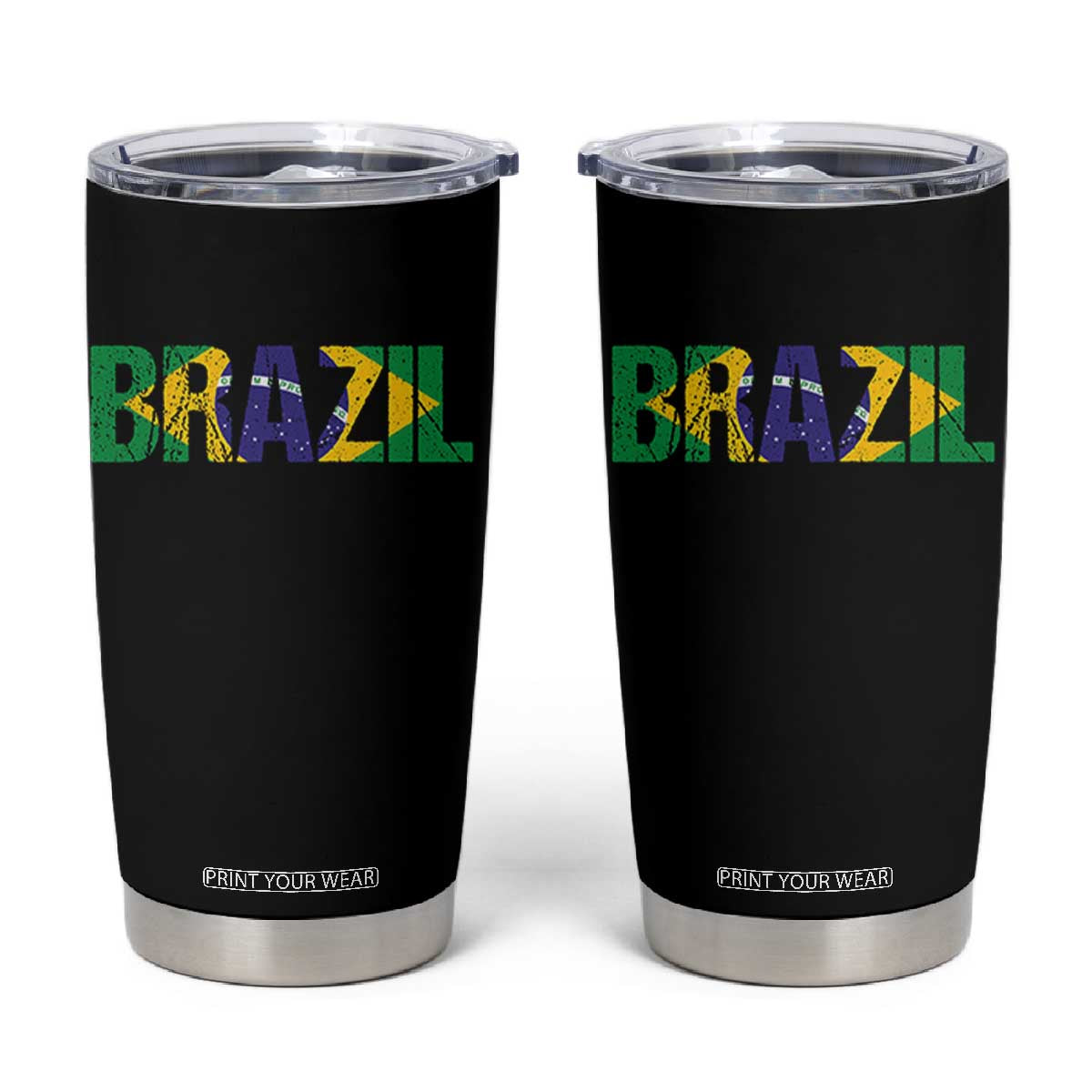 Brazil Brasil Flag Tumbler Cup Vintage Distressed Brazil TS14 Black Print Your Wear