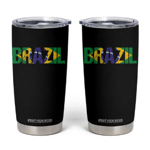 Brazil Brasil Flag Tumbler Cup Vintage Distressed Brazil TS14 Black Print Your Wear