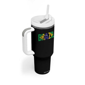Brazil Brasil Flag Tumbler With Handle Vintage Distressed Brazil TS14 Print Your Wear