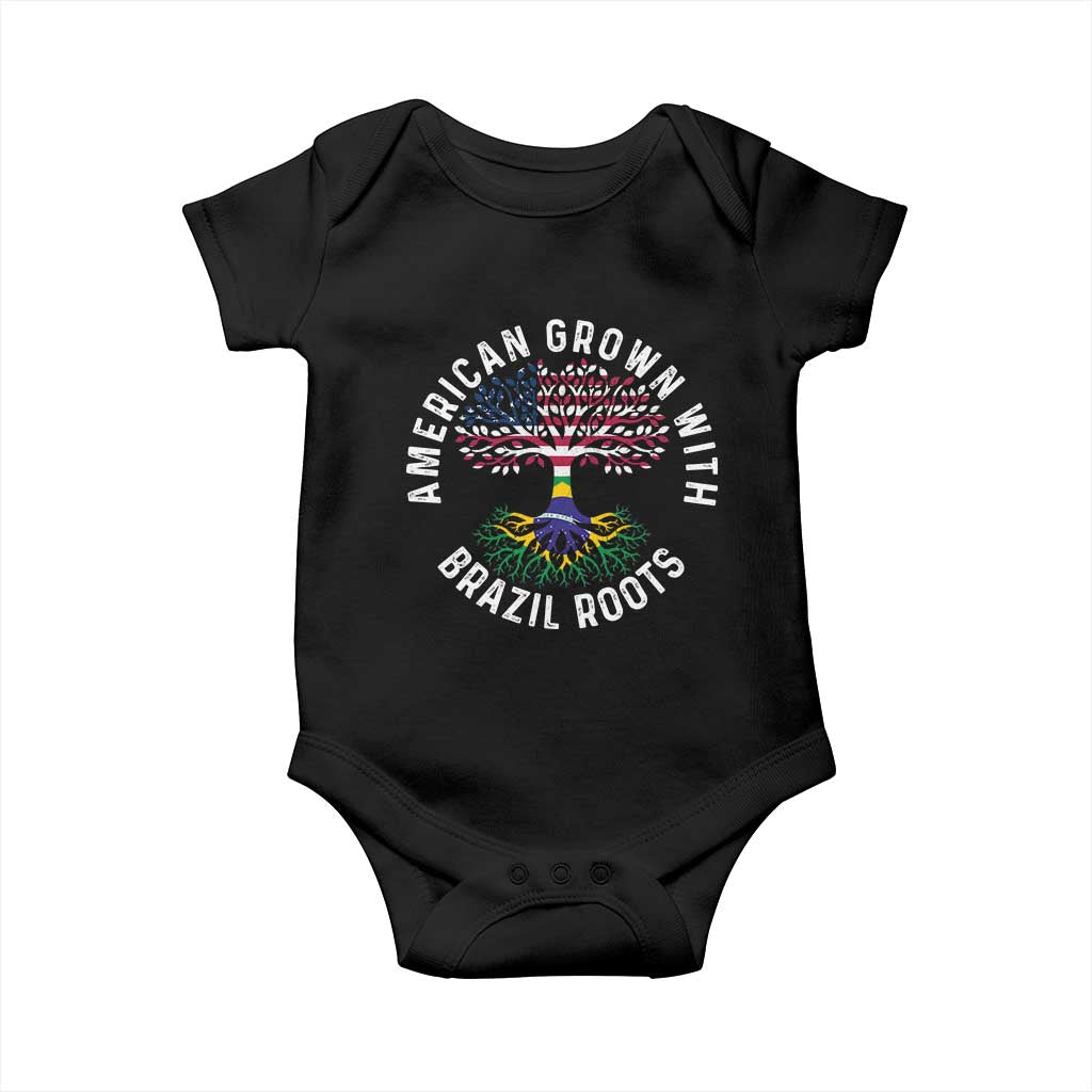 Brazilian Roots American Grown Tree Flag Baby Onesie TS14 Black Print Your Wear