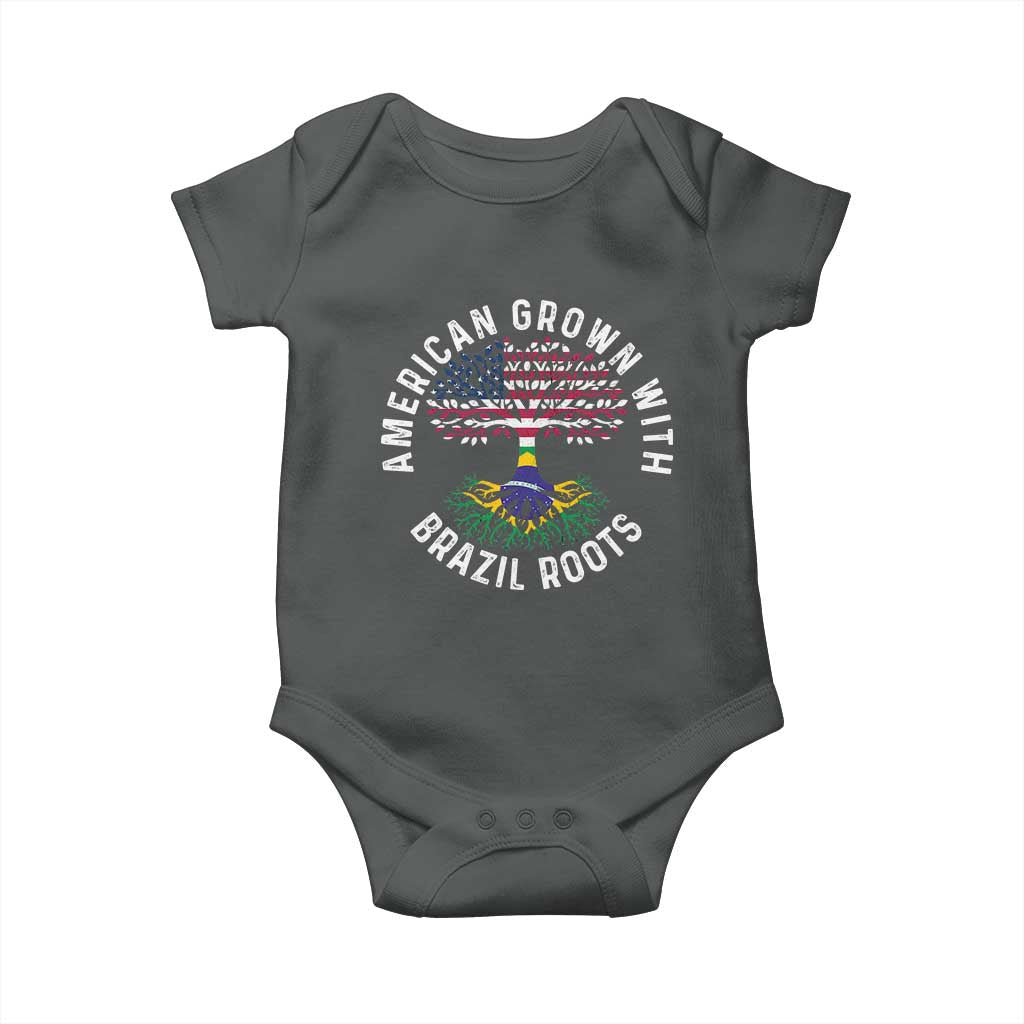 Brazilian Roots American Grown Tree Flag Baby Onesie TS14 Dark Heather Print Your Wear