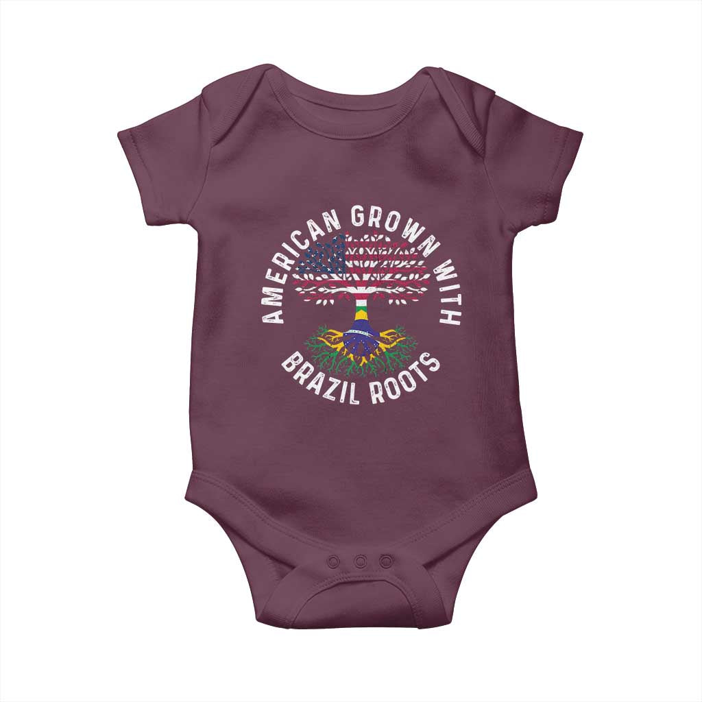 Brazilian Roots American Grown Tree Flag Baby Onesie TS14 Maroon Print Your Wear