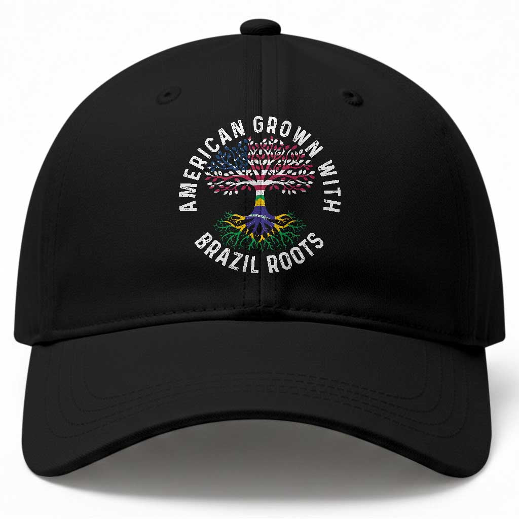 Brazilian Roots American Grown Tree Flag Baseball Cap TS14 Print Your Wear
