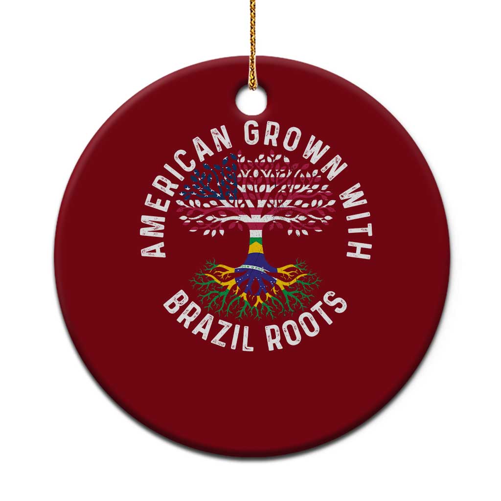 Brazilian Roots American Grown Tree Flag Ceramic Ornament TS14 1pc Red Print Your Wear