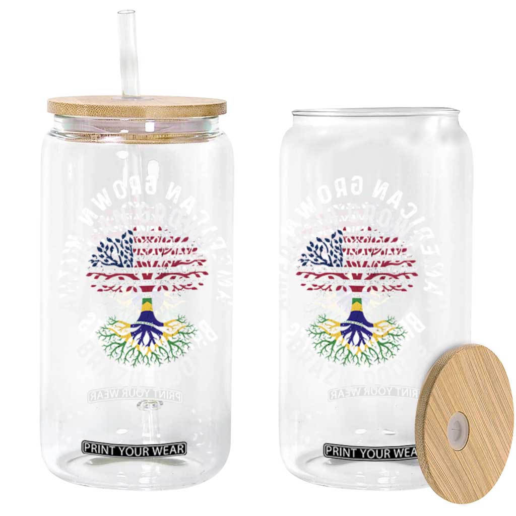 Brazilian Roots American Grown Tree Flag Glass Can TS14 Print Your Wear