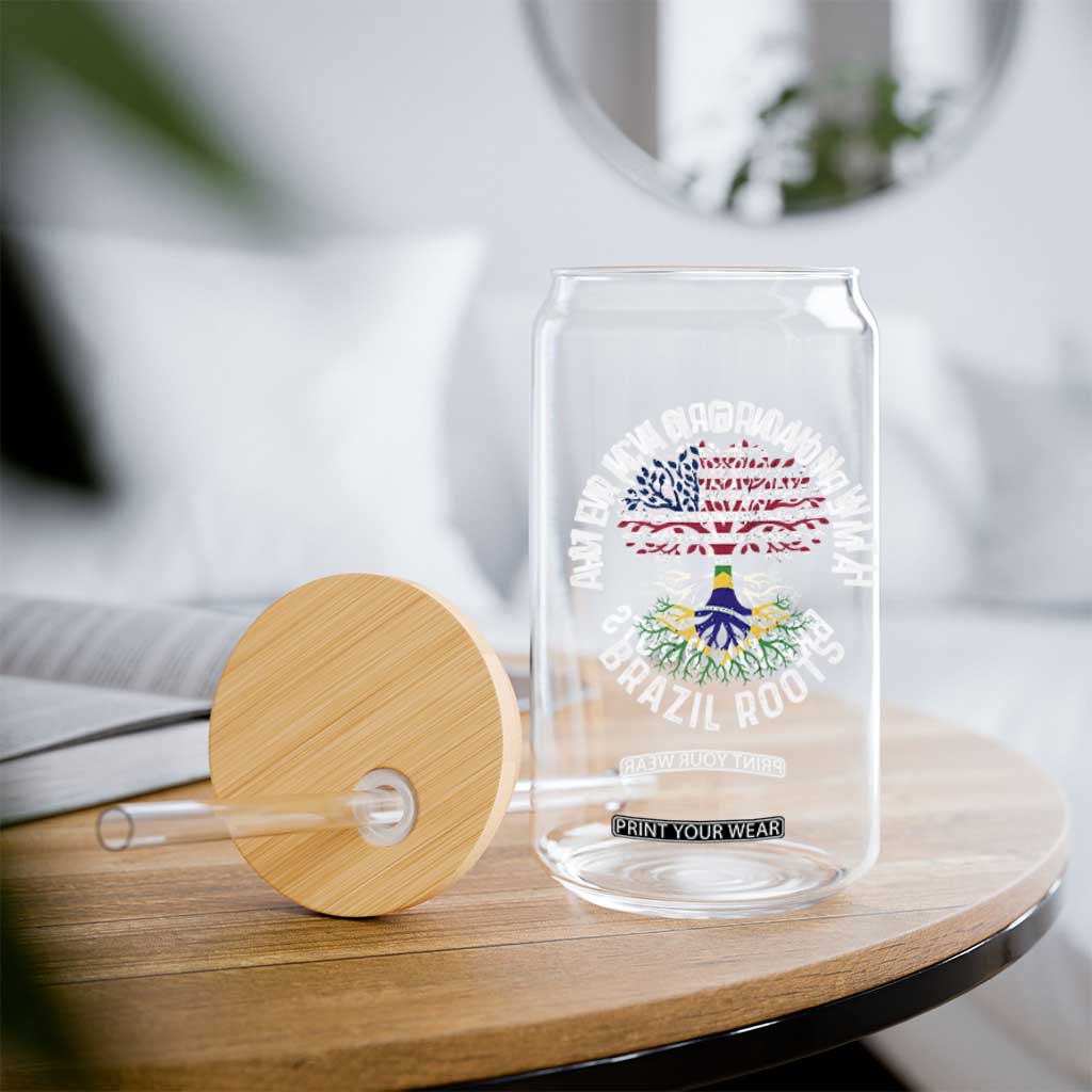 Brazilian Roots American Grown Tree Flag Glass Can TS14 Print Your Wear