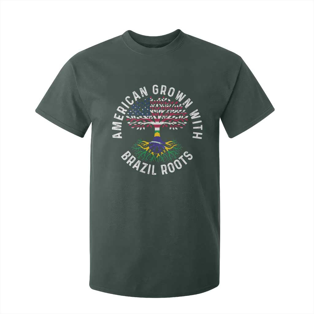 Brazilian Roots American Grown Tree Flag T Shirt For Kid TS14 Dark Forest Green Print Your Wear
