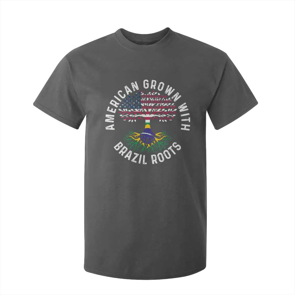 Brazilian Roots American Grown Tree Flag T Shirt For Kid TS14 Dark Heather Print Your Wear
