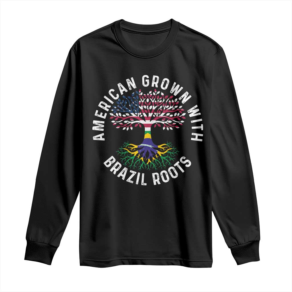 Brazilian Roots American Grown Tree Flag Long Sleeve Shirt TS14 Black Print Your Wear