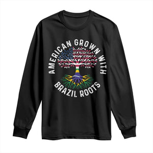 Brazilian Roots American Grown Tree Flag Long Sleeve Shirt TS14 Black Print Your Wear