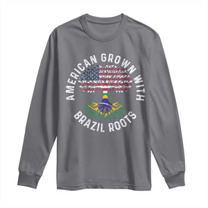 Brazilian Roots American Grown Tree Flag Long Sleeve Shirt TS14 Charcoal Print Your Wear