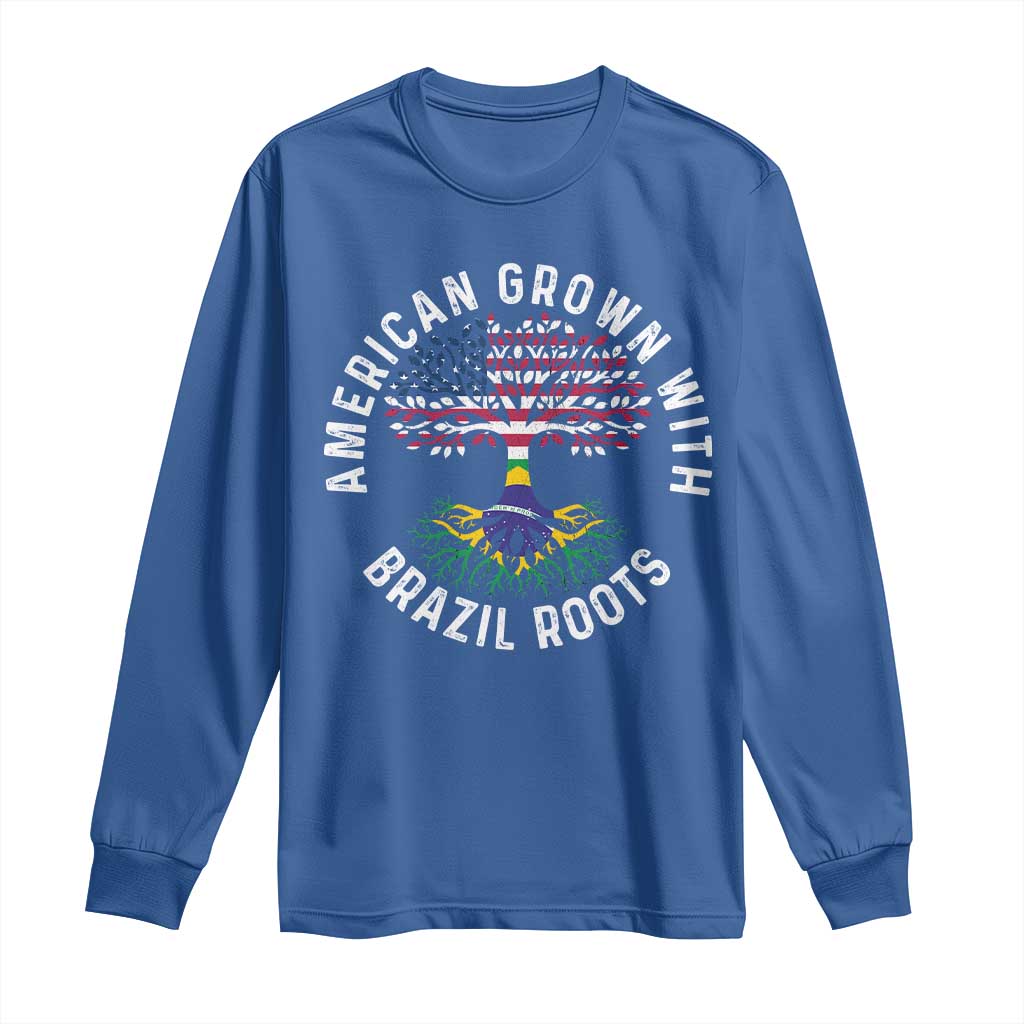 Brazilian Roots American Grown Tree Flag Long Sleeve Shirt TS14 Royal Blue Print Your Wear