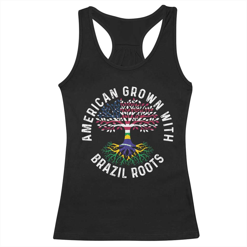 Brazilian Roots American Grown Tree Flag Racerback Tank Top TS14 Black Print Your Wear