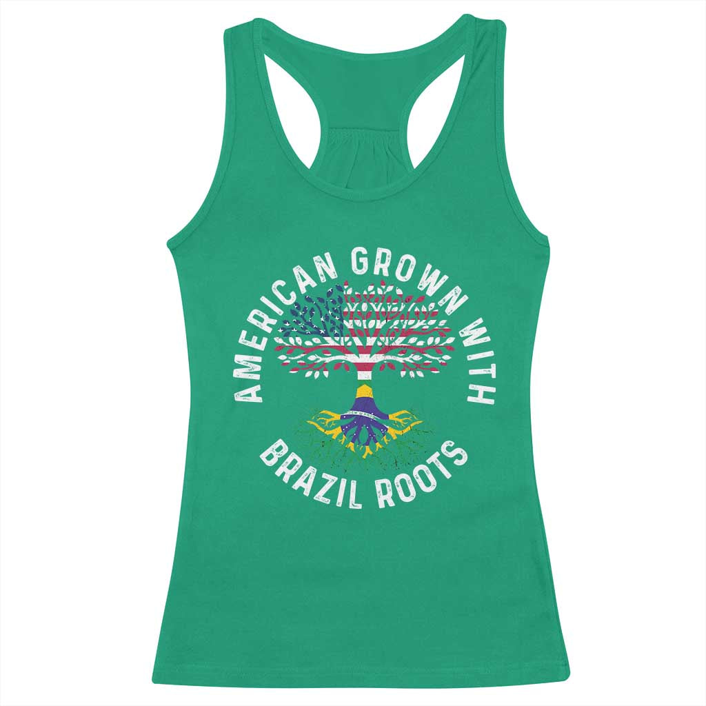 Brazilian Roots American Grown Tree Flag Racerback Tank Top TS14 Irish Green Print Your Wear