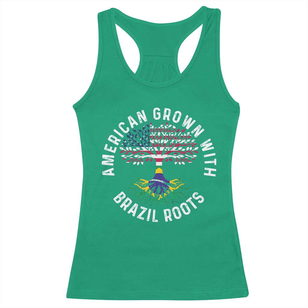 Brazilian Roots American Grown Tree Flag Racerback Tank Top TS14 Irish Green Print Your Wear