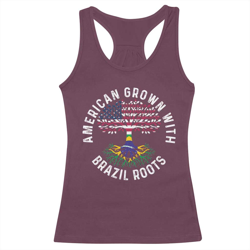 Brazilian Roots American Grown Tree Flag Racerback Tank Top TS14 Maroon Print Your Wear