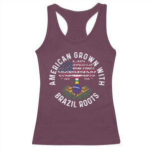 Brazilian Roots American Grown Tree Flag Racerback Tank Top TS14 Maroon Print Your Wear