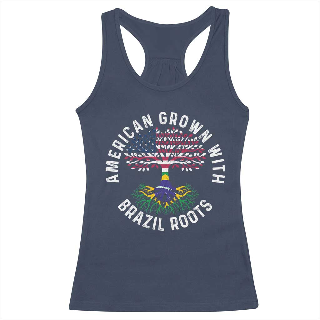 Brazilian Roots American Grown Tree Flag Racerback Tank Top TS14 Navy Print Your Wear