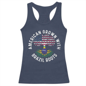 Brazilian Roots American Grown Tree Flag Racerback Tank Top TS14 Navy Print Your Wear