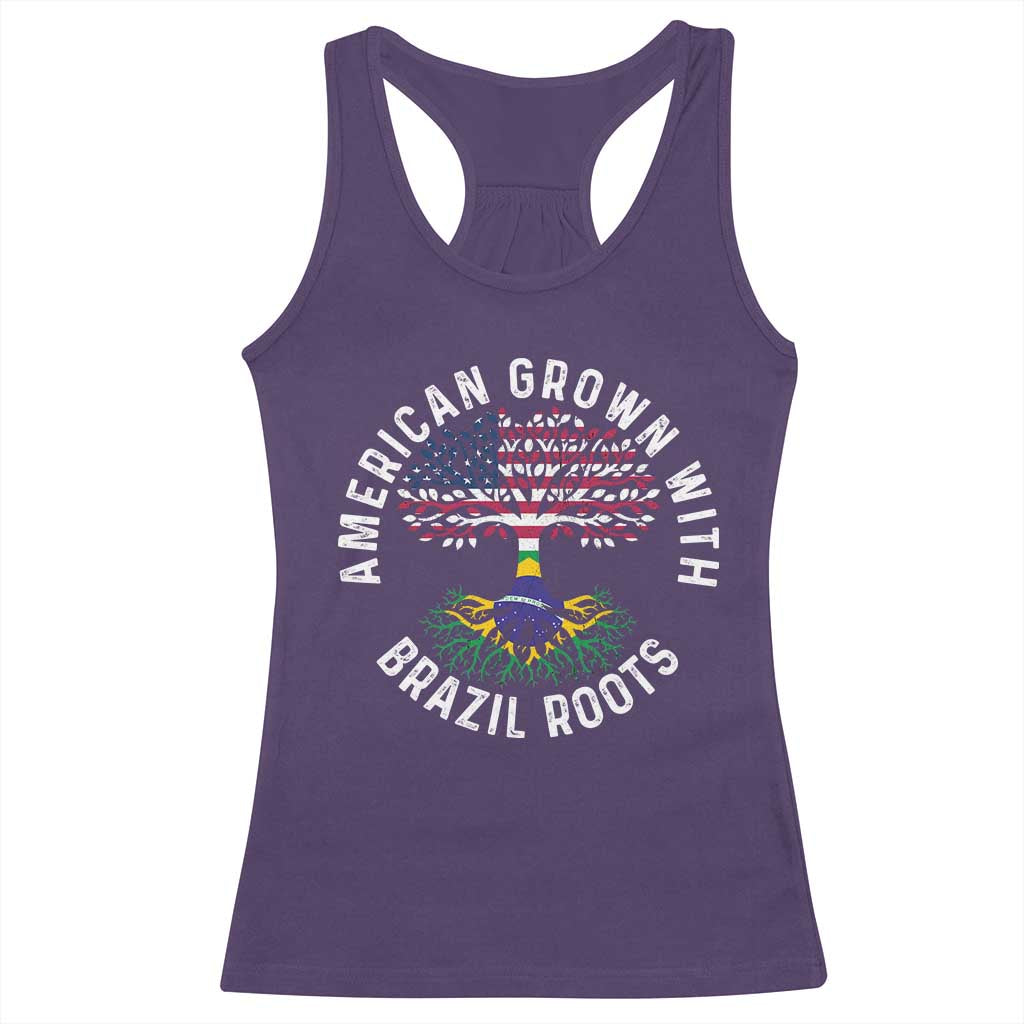 Brazilian Roots American Grown Tree Flag Racerback Tank Top TS14 Purple Print Your Wear
