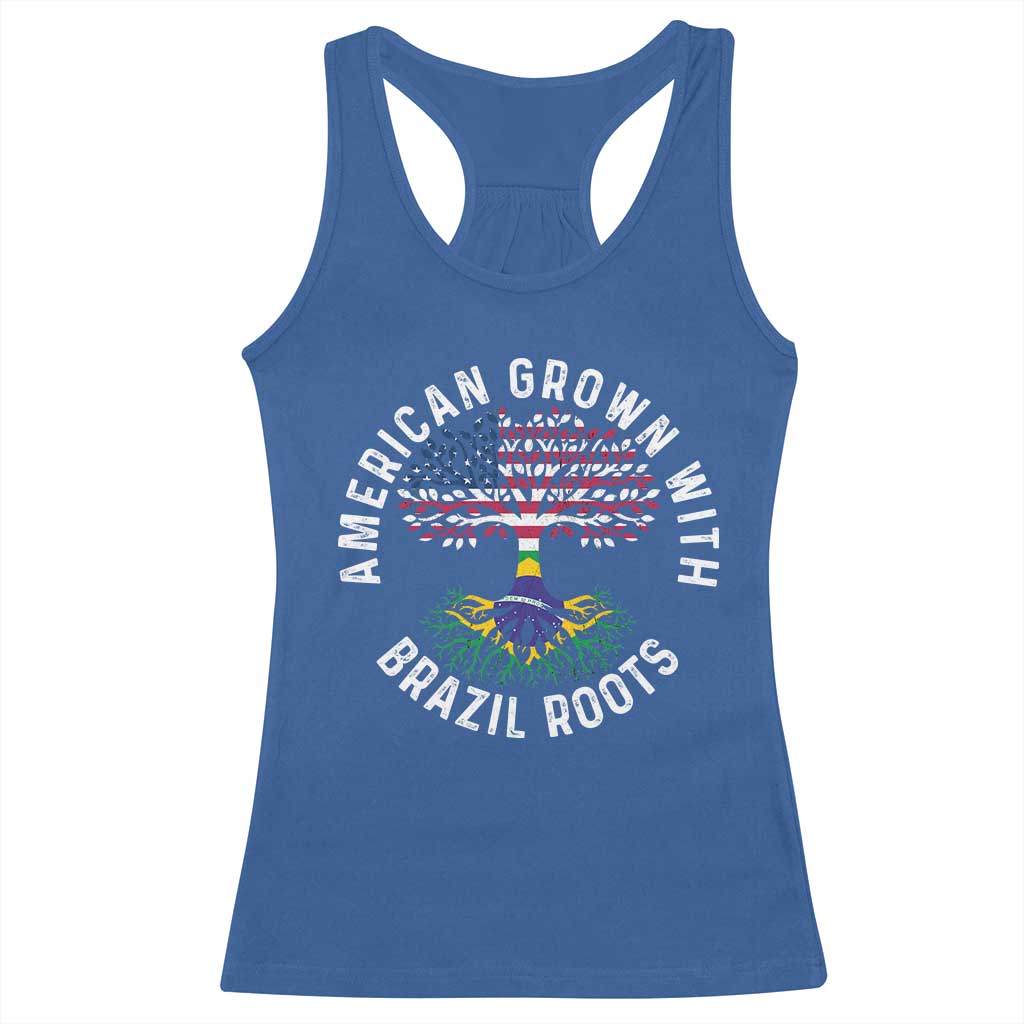 Brazilian Roots American Grown Tree Flag Racerback Tank Top TS14 Royal Blue Print Your Wear